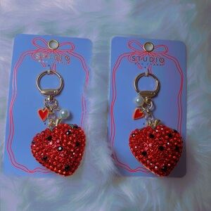 Red Heart Keychain with Pearls
